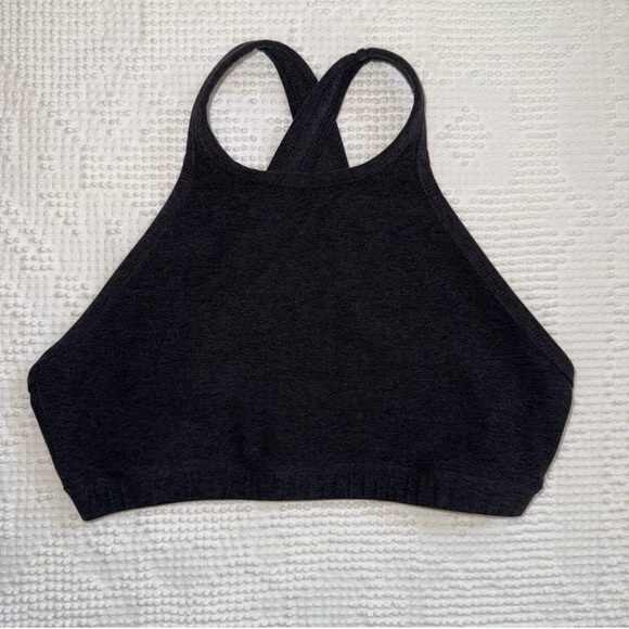 Beyond Yoga Spacedye Studio Bra Black Heather High Neck S - Picture 3 of 8